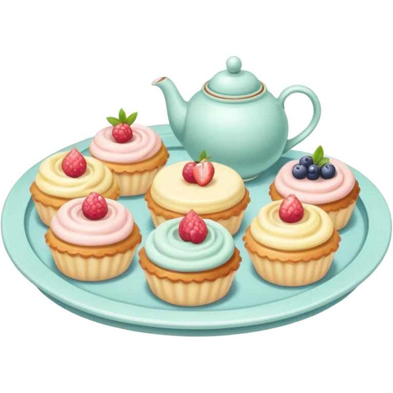 tea party pastries tray pastel colors emoji