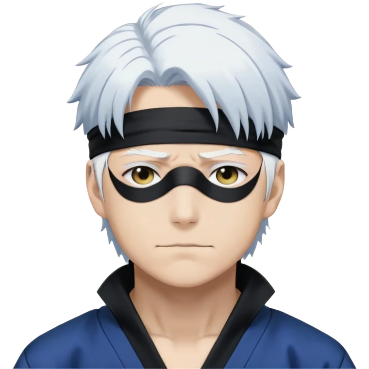 Satoru Gojo from Jujutsu Kaisen with white hair, blindfold, black and blue outfit, confident smirk emoji