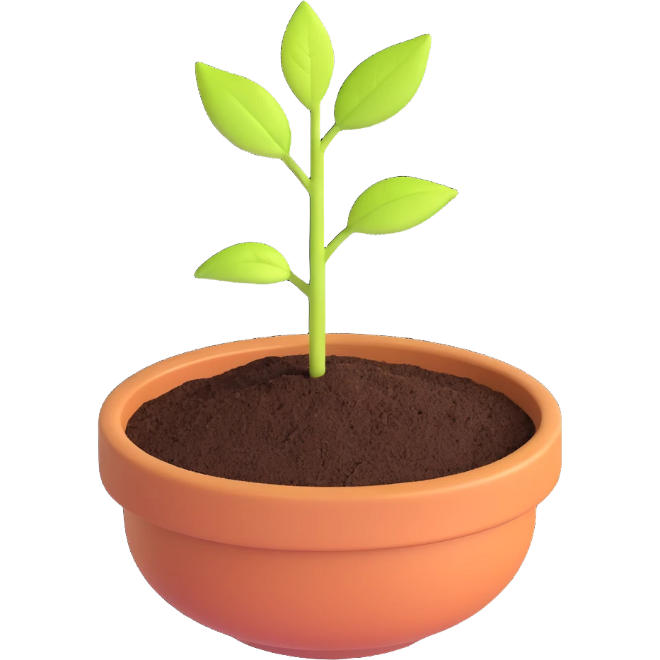 A small pot with a seedling sticking out of the soil emoji