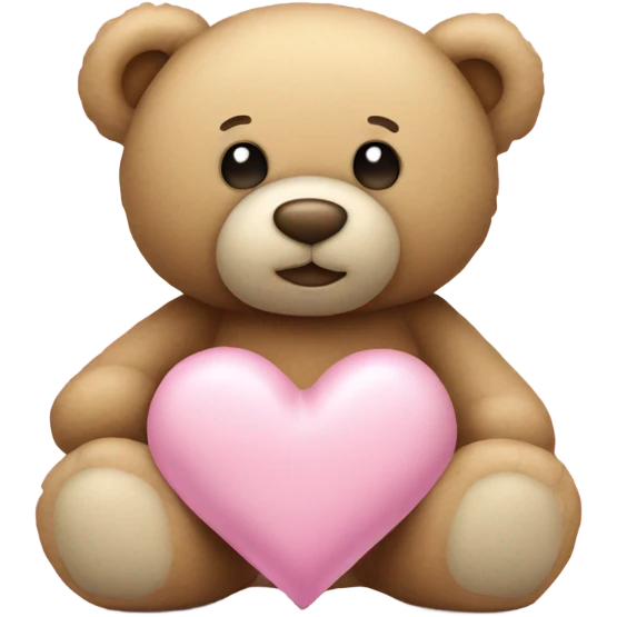 beige teddy bear and a pink pastel heart emoji