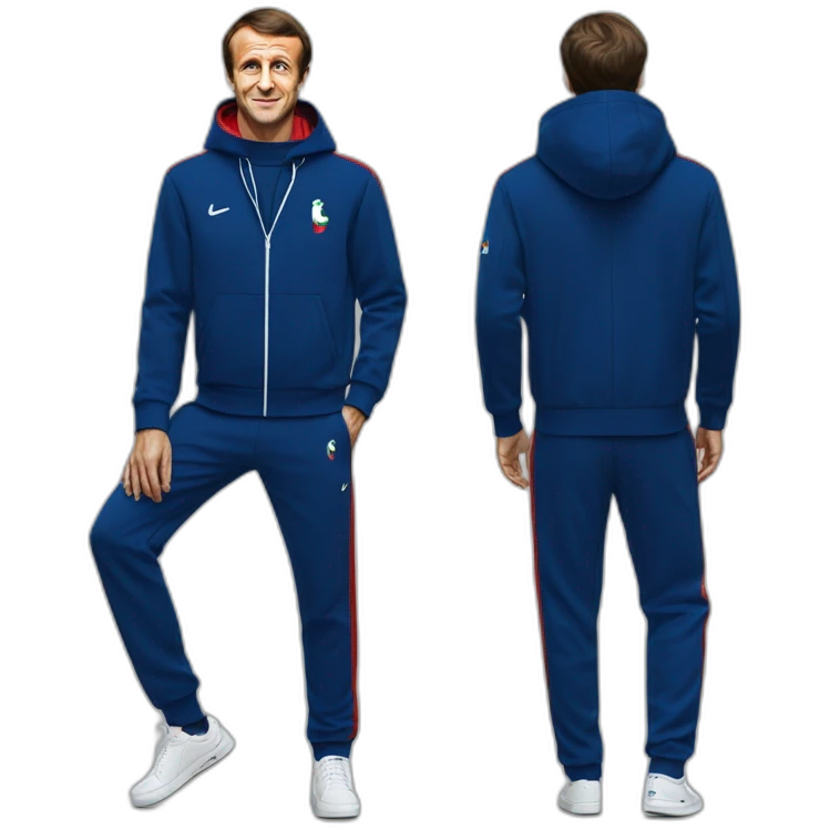Emmanuel Macron in Lacoste tracksuit emoji