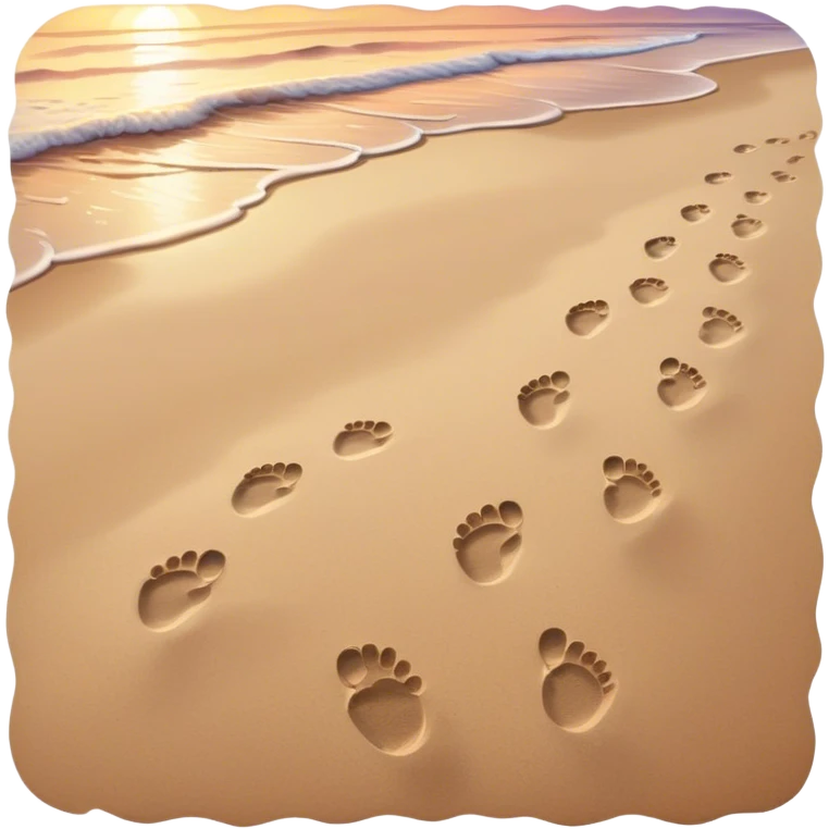 beach sunset. Two sets of footprints—one baby footsteps, the other larger childhood self and inner child emoji
