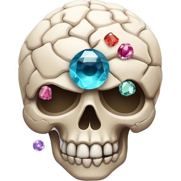 skull with a brain and gems as eyes emoji