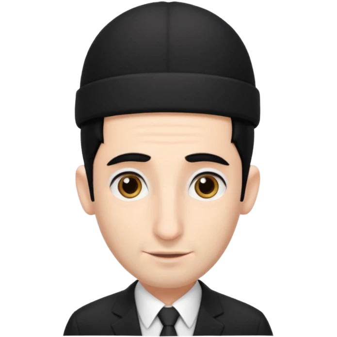 jewish man with a black kippah, black hair, very large nose, wearing a black suit with a white shirt, and has peyot hairstyle emoji