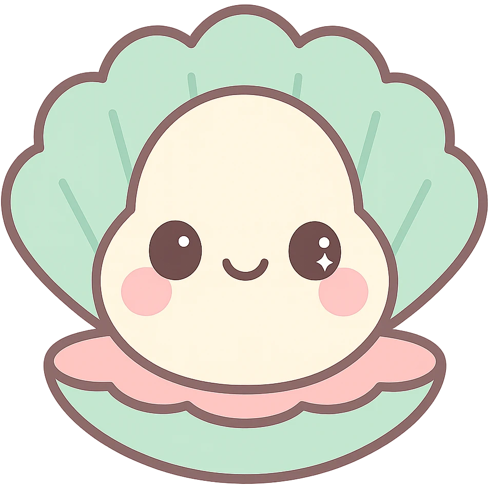 Make the oyster smile while keeping the kawaii style, with a transparent background. emoji