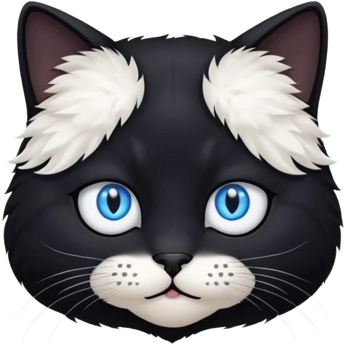 Black Baby cat face with blue eyes 🐱 emoji