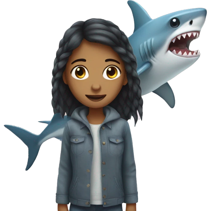 girl with shark emoji