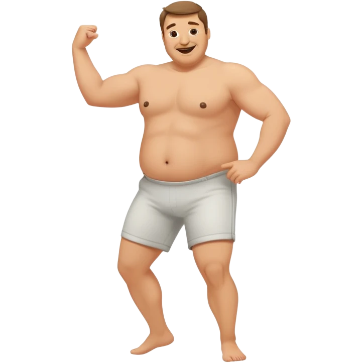 hot dad bod dancing, middle-aged man with slightly overweight body dancing enthusiastically emoji