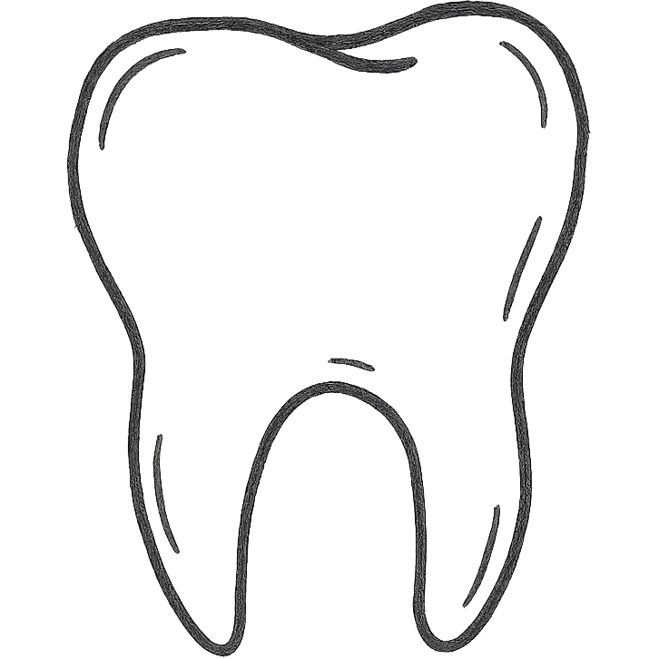 single tooth hand drawn black outline style emoji