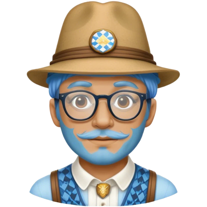 Man with glasses and blue skin wearing bavarian hat emoji