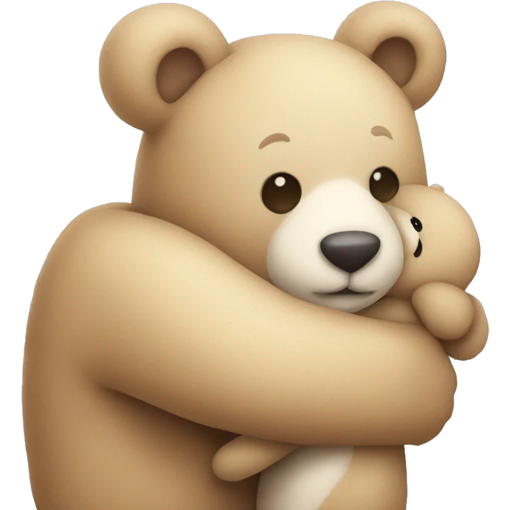 stuffed bunny and bear hugging emoji