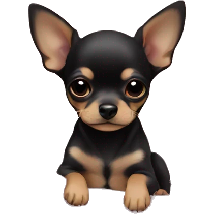 black & tan chihuahua puppy sleeping with a pink blanket  emoji