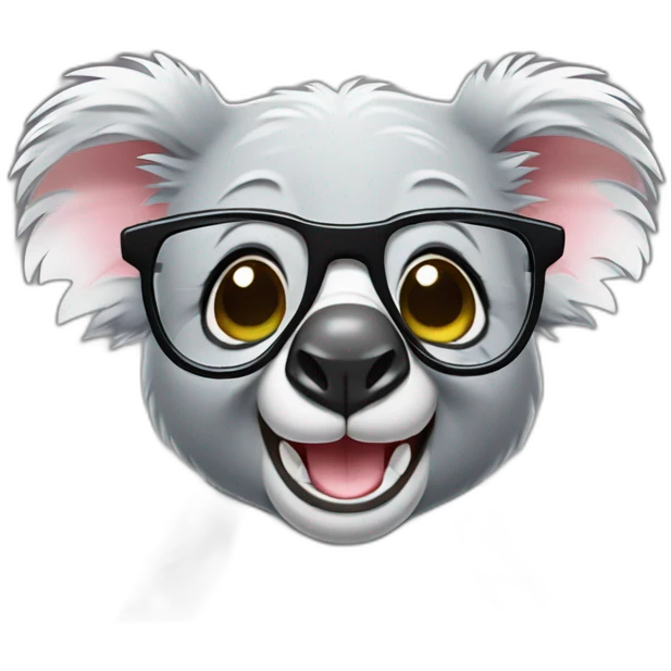 winking koala with glasses and crooked teeth emoji