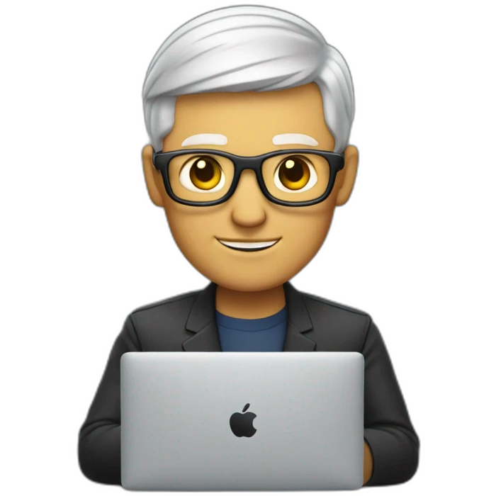 tim cook with macbook at office emoji