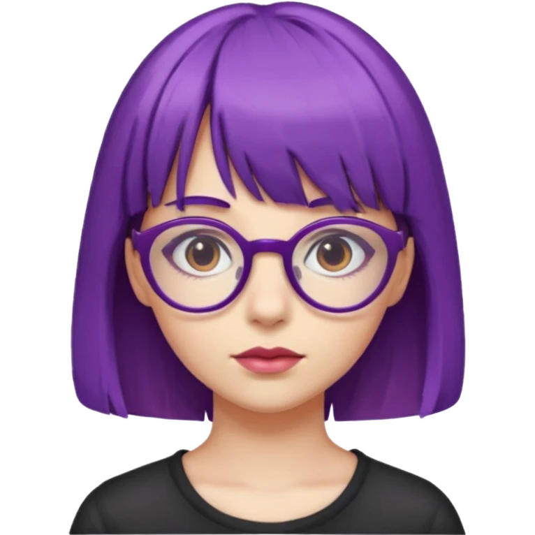 girl with bangs and purple hair and glassess emoji