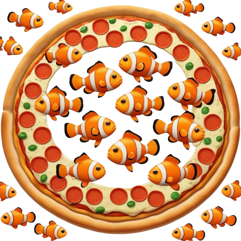 Many clownfish on pizza emoji