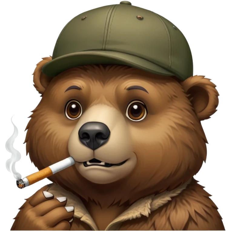 bear with cigarette and cap emoji
