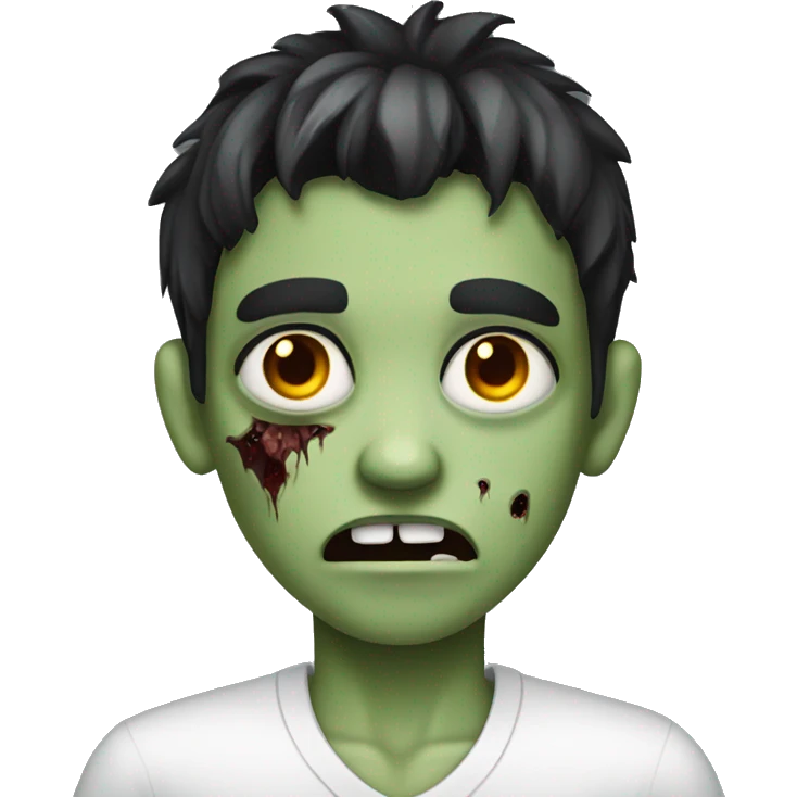 boy zombie with dark hair and white shirt emoji