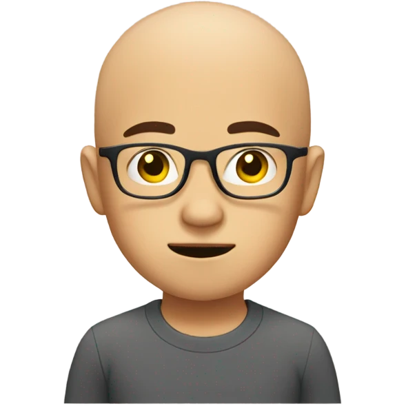  a bald Asian young boy student, in glasses, very confused.  emoji