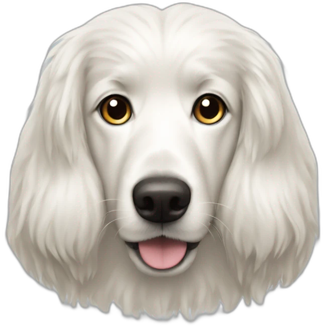 Long-haired white dog with shorter ears emoji