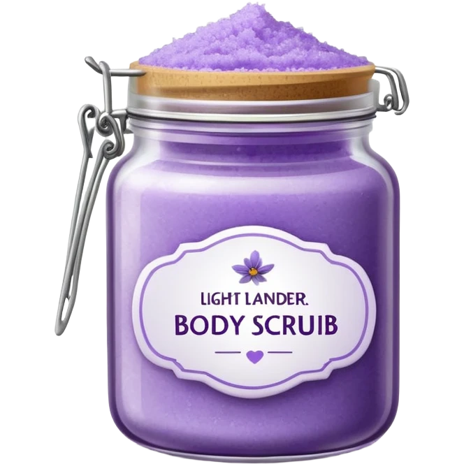 Light Lavander body scrub inscription emoji