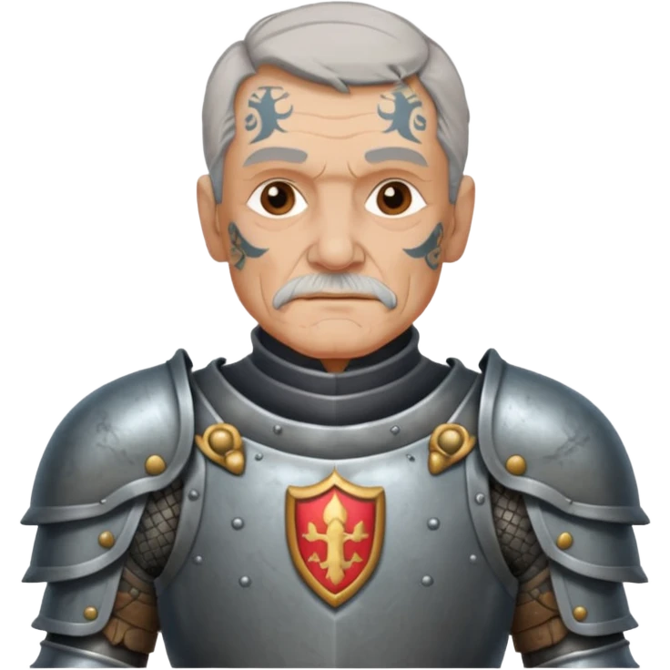 elderly tattooed knight, tattooed shoulder emoji