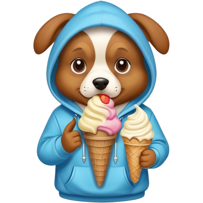 Dog with hoodie and ice cream emoji