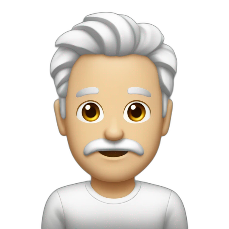 Hombre moreno con barba blanca en barbilla y delgado emoji