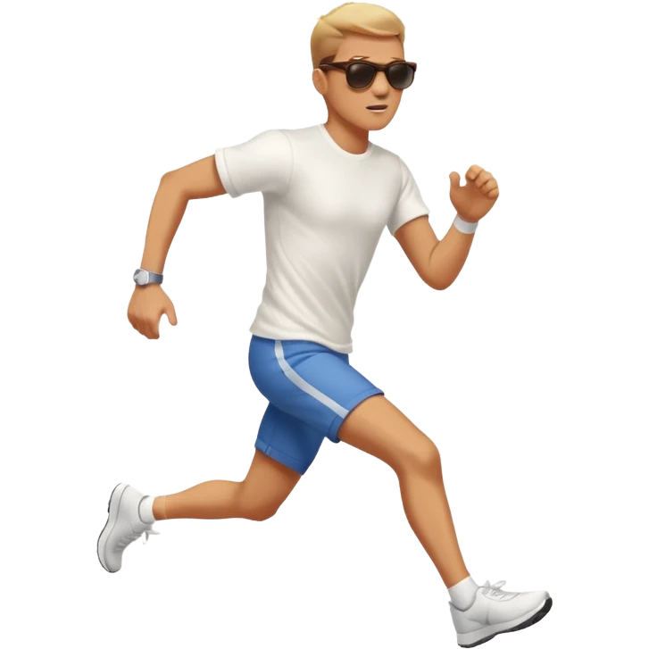 Man trying to catch up to car emoji