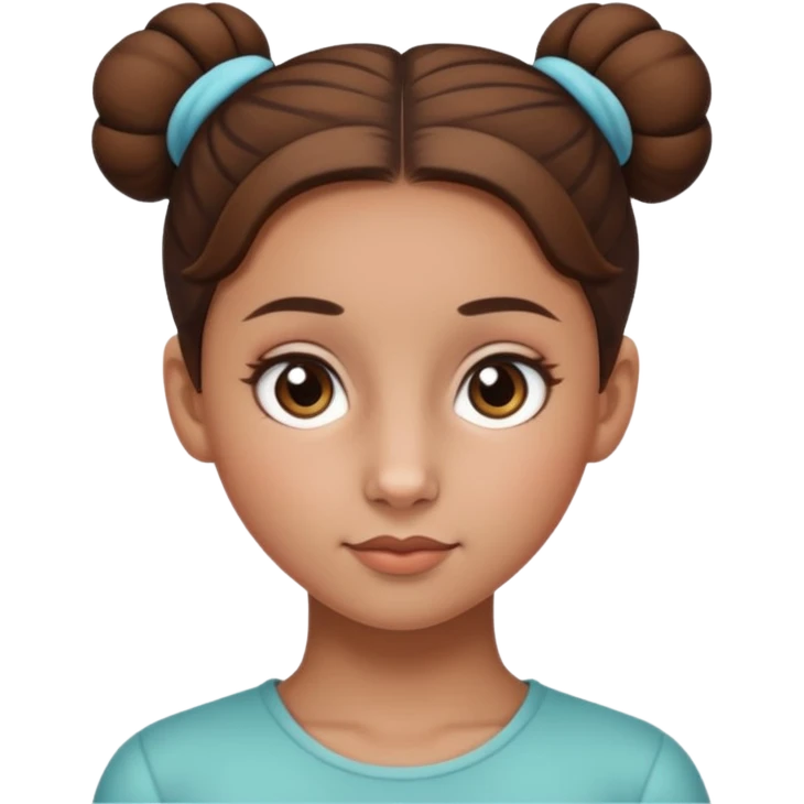 Normal skinned, tiny nosed, brown haired girl with sleek buns emoji