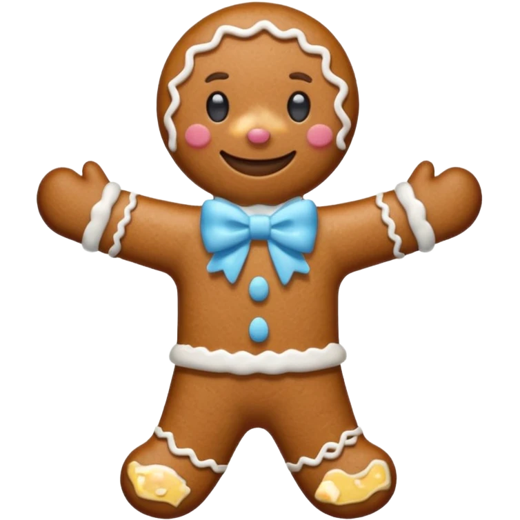 Gingerbread man with light blue bow emoji