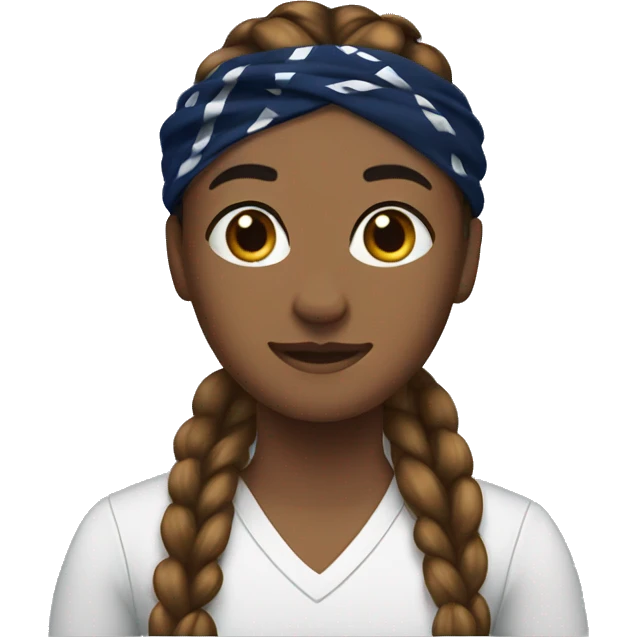 Brown braids with navy blue bandana  emoji