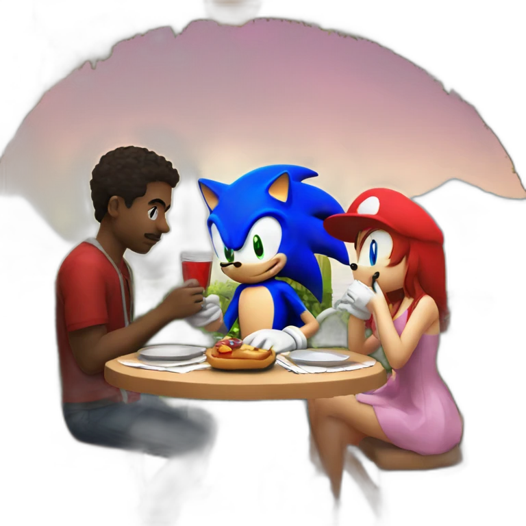 Sonic on a date with Mario emoji