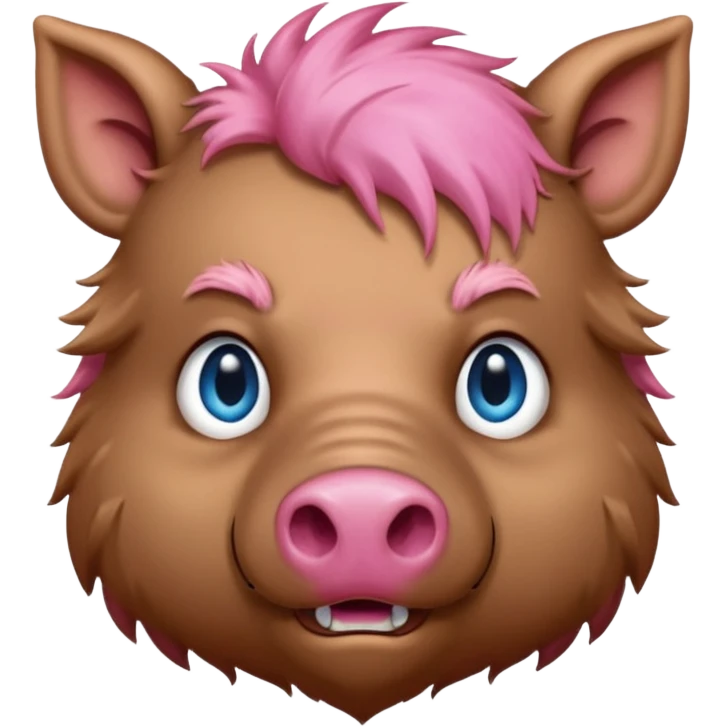 boar face, blue eyes, pink nose emoji
