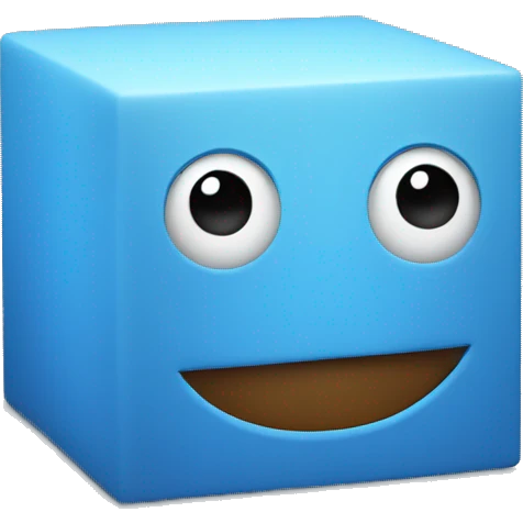 A blue cube with face emoji