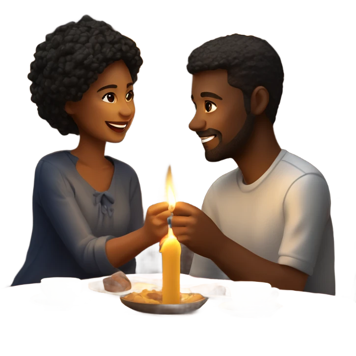 Hyper Realistic Romantic candlelit date, couple in love emoji