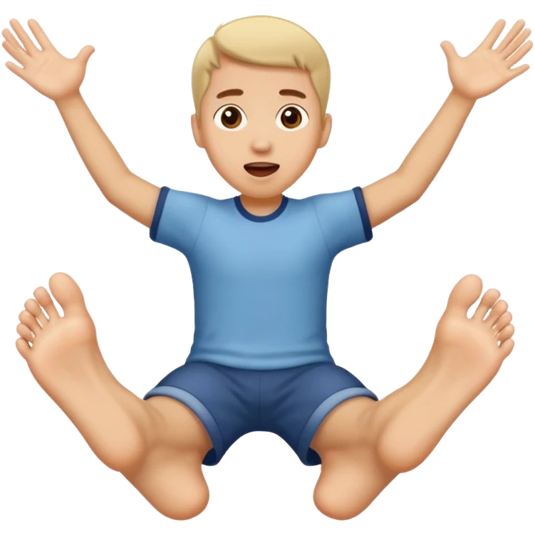 An emoji face that has his feet in the air behind him emoji