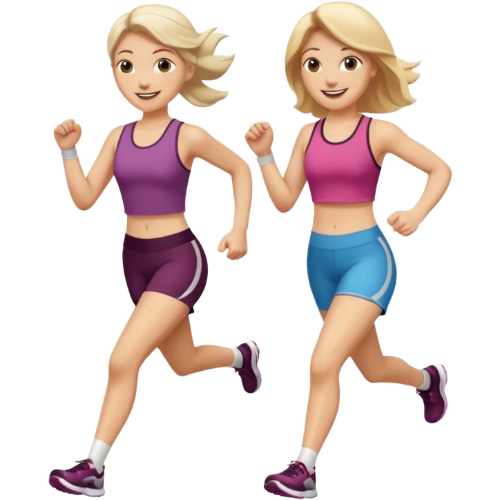 2 white women running holding hands emoji