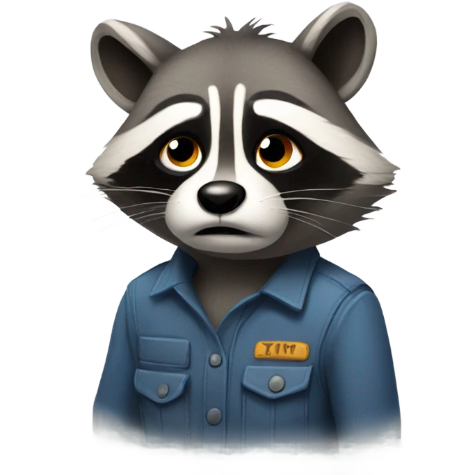 Sad working racoon emoji