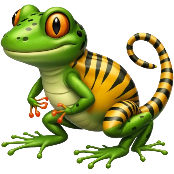 Frog with tiger body and scorpion tail emoji