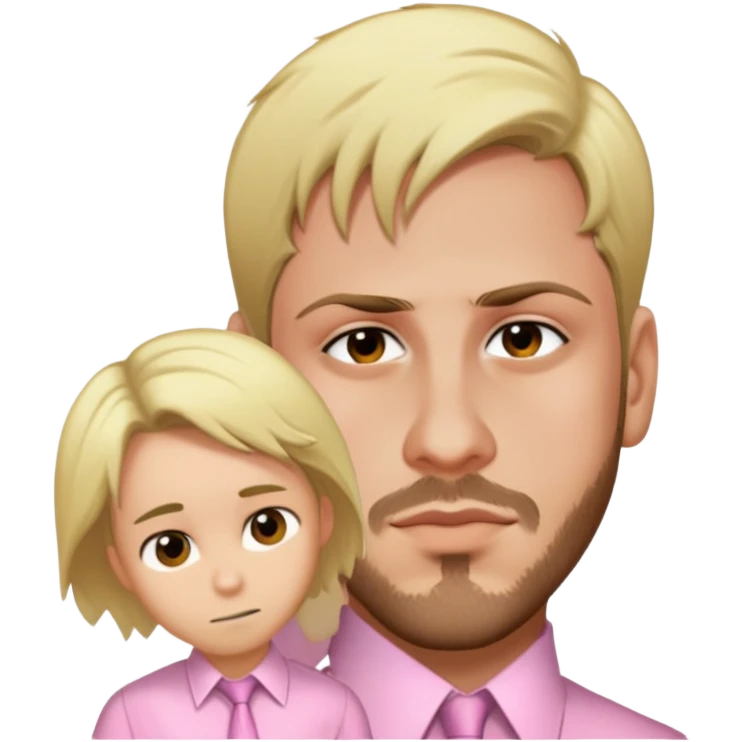 male, wearing a rosa formal shirt, brown hair emoji