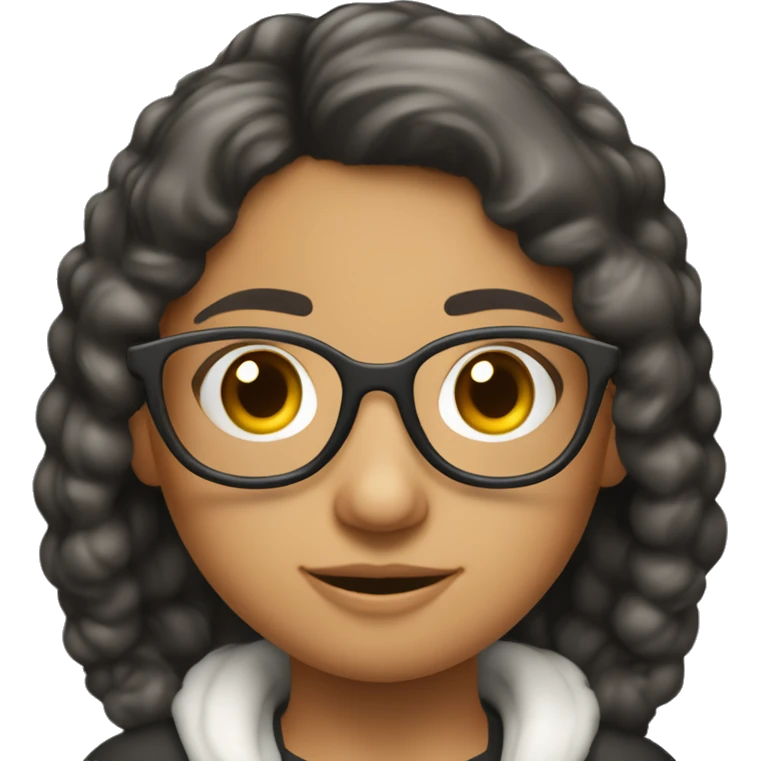uno niña de 20 años delgado con lentes y pelo lasio emoji