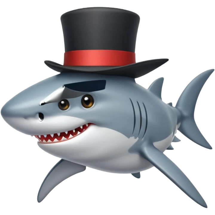 Shark with a top hat emoji