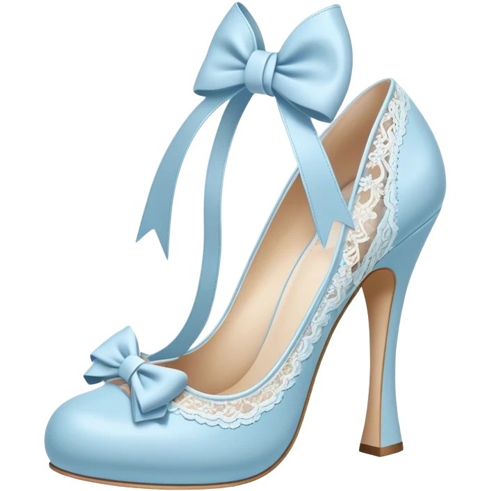 pastel blue heel with bow lace up emoji