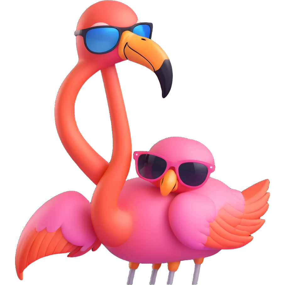 flamingo with sunglasses, different pose emoji
