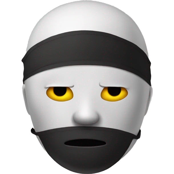 Sad face behind happy face mask emoji