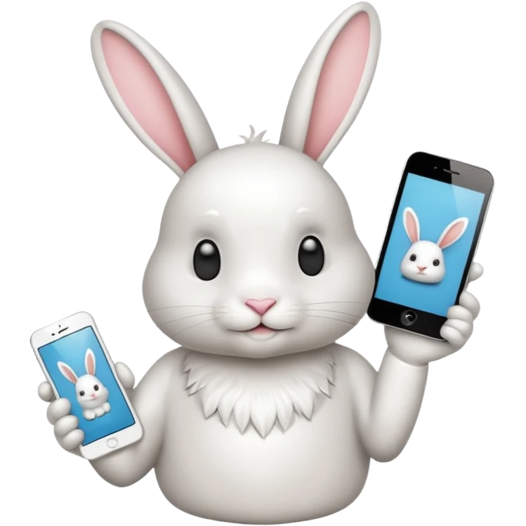 Crea un emoji de un conejo sosteniendo una glok realista de iPhone con  dos alas emoji