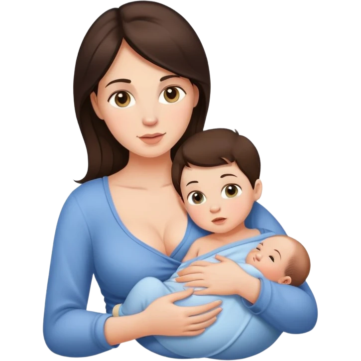 Beautiful brunette breastfeeding baby boy emoji