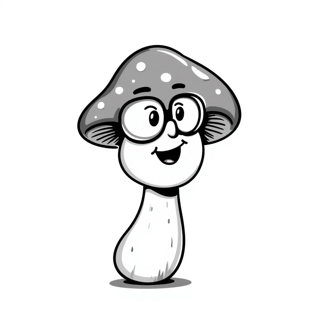 mushroom with glasses and a smile emoji
