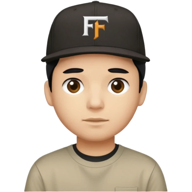 Guy with short black hair and a Fuct shirt and snap back on emoji